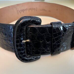 Donna Karan Wide Caiman Crocodile Belt Size: S